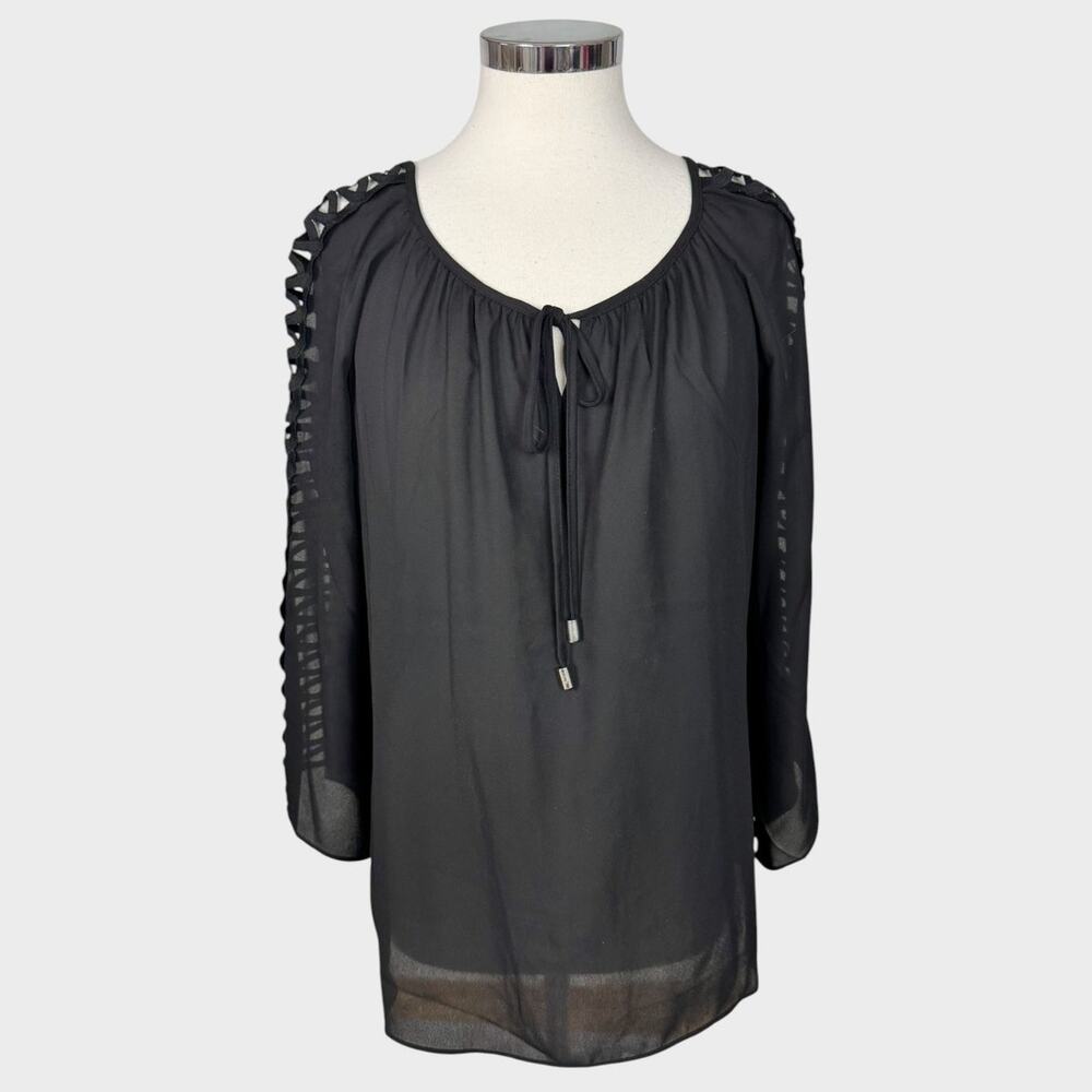Zac & Rachel Large Solid Black Blouse 100% Polyester